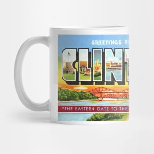 Greetings from Clinton, Iowa - Vintage Large Letter Postcard Mug